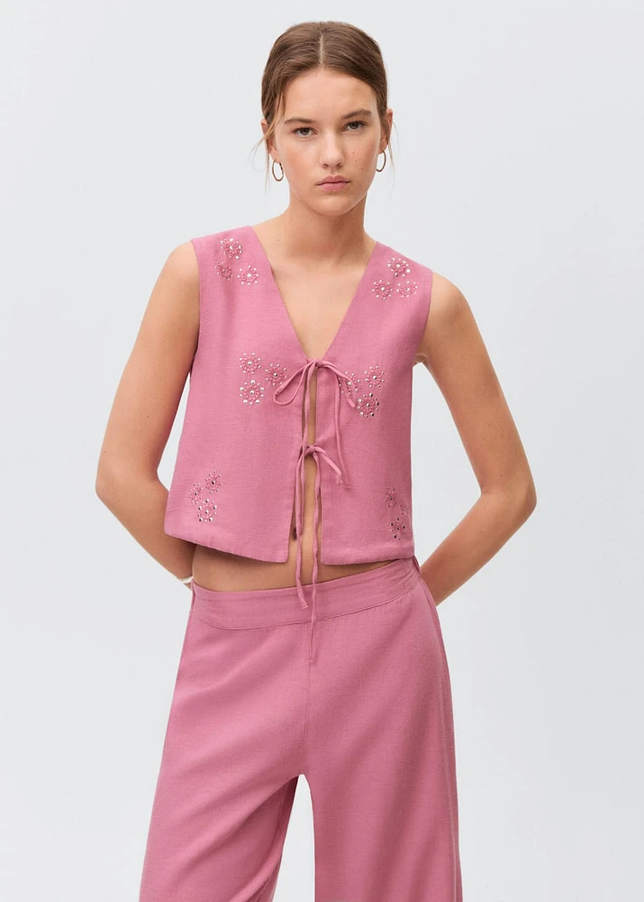 Embroidered culotte pants