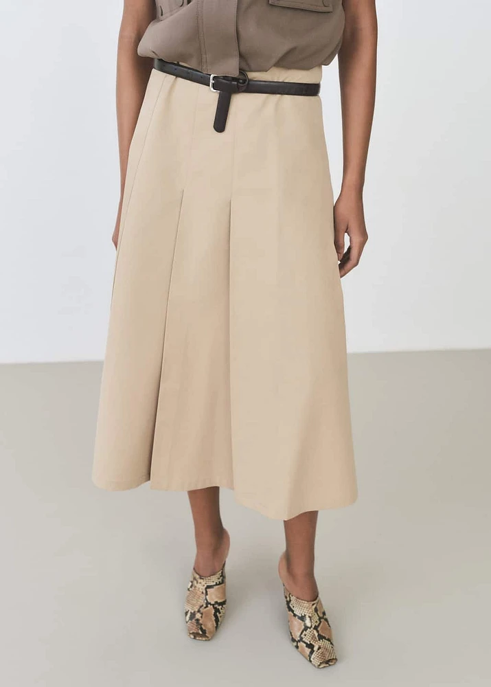 Flared skirt with pleated detail