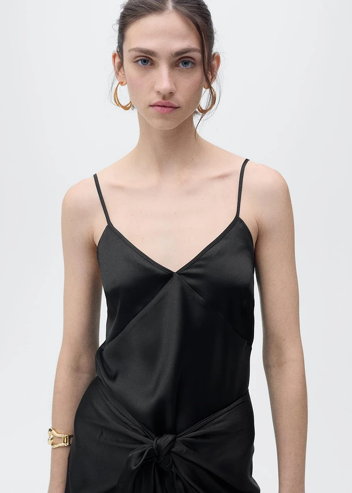 V-neck satin top
