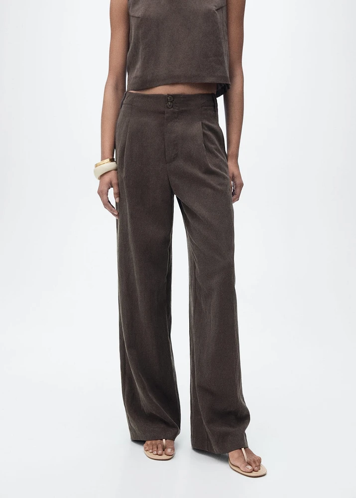 Straight-fit lyocell pants with pleats