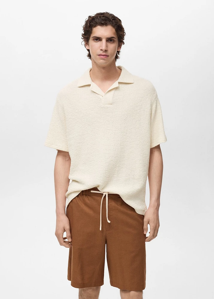 Crochet cotton polo shirt