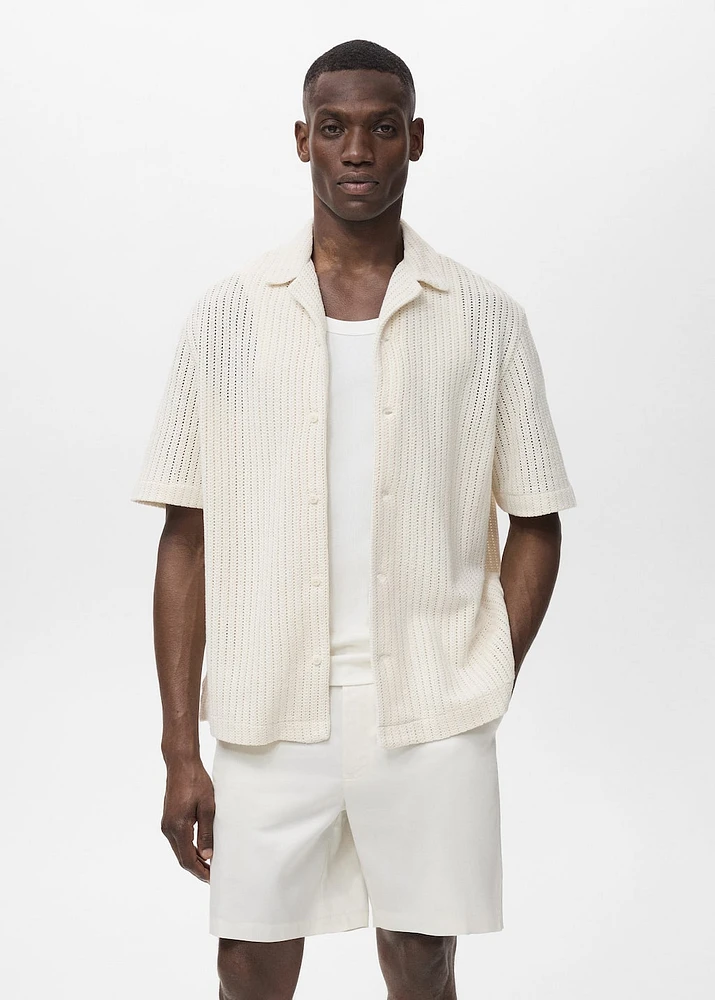 Regular openwork cotton shirt