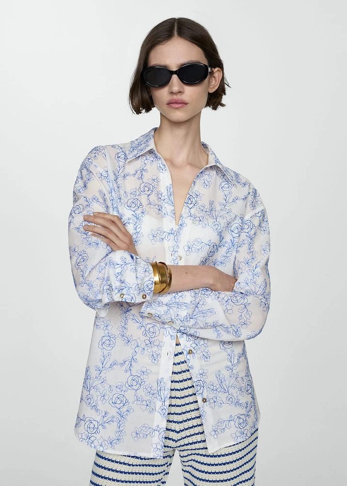 Shirt with floral embroidery