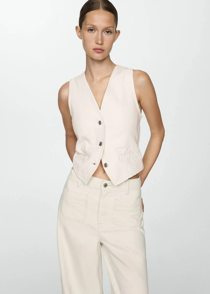 Buttoned denim vest