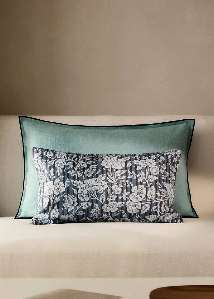 Cushion cover with printed flowers and stripes 30x50 cm