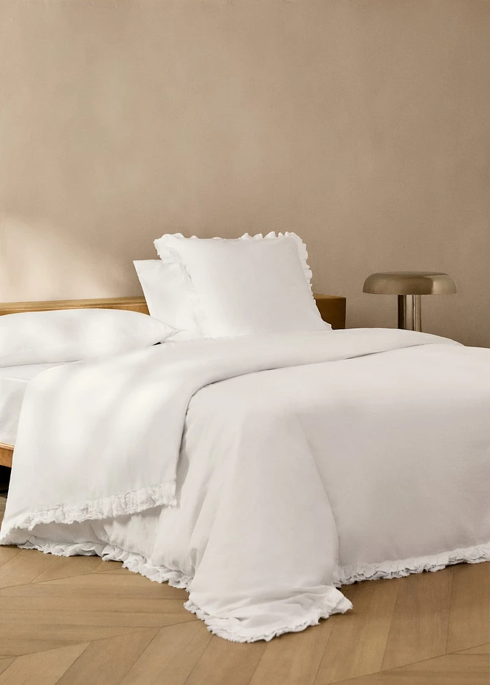 Washed cotton linen duvet cover with ruffles for 180/200 cm bed