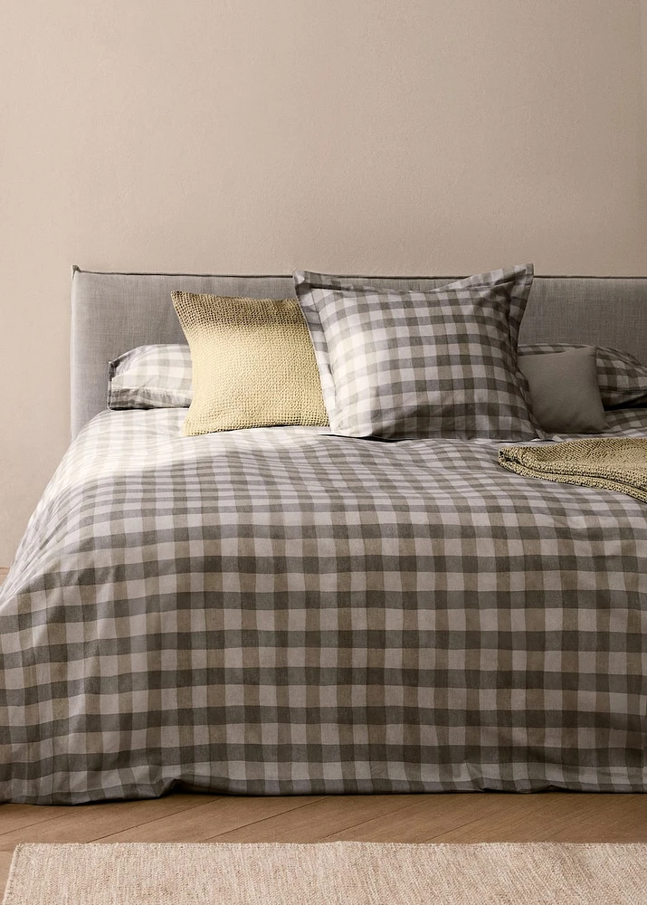 Cotton percale check duvet cover for 180/200 cm bed