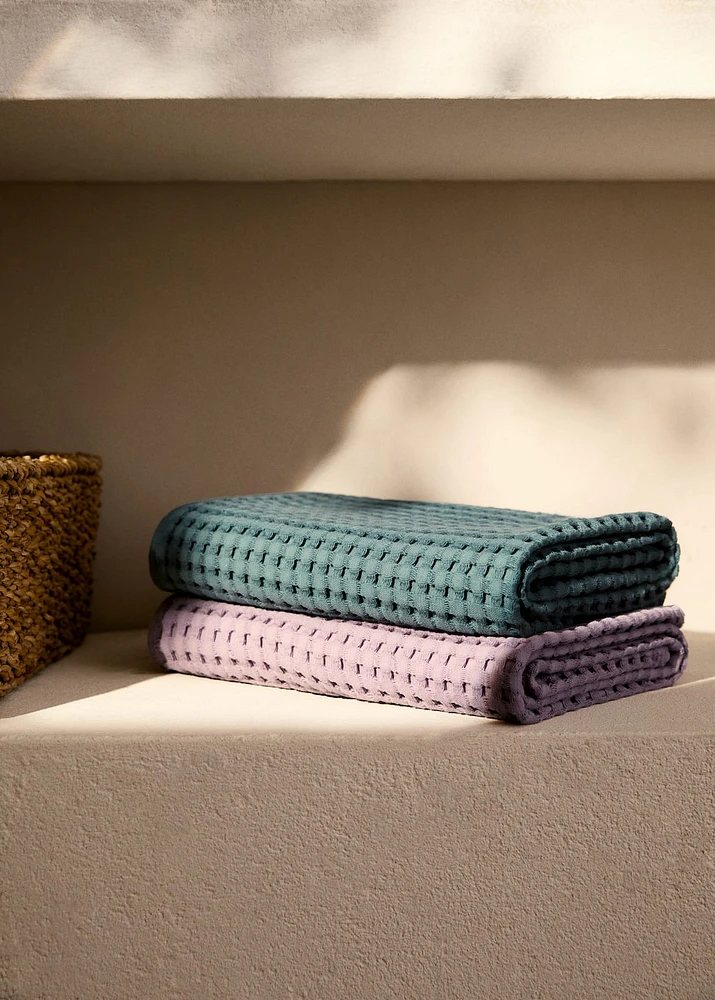 Washed waffle-cotton hand towel