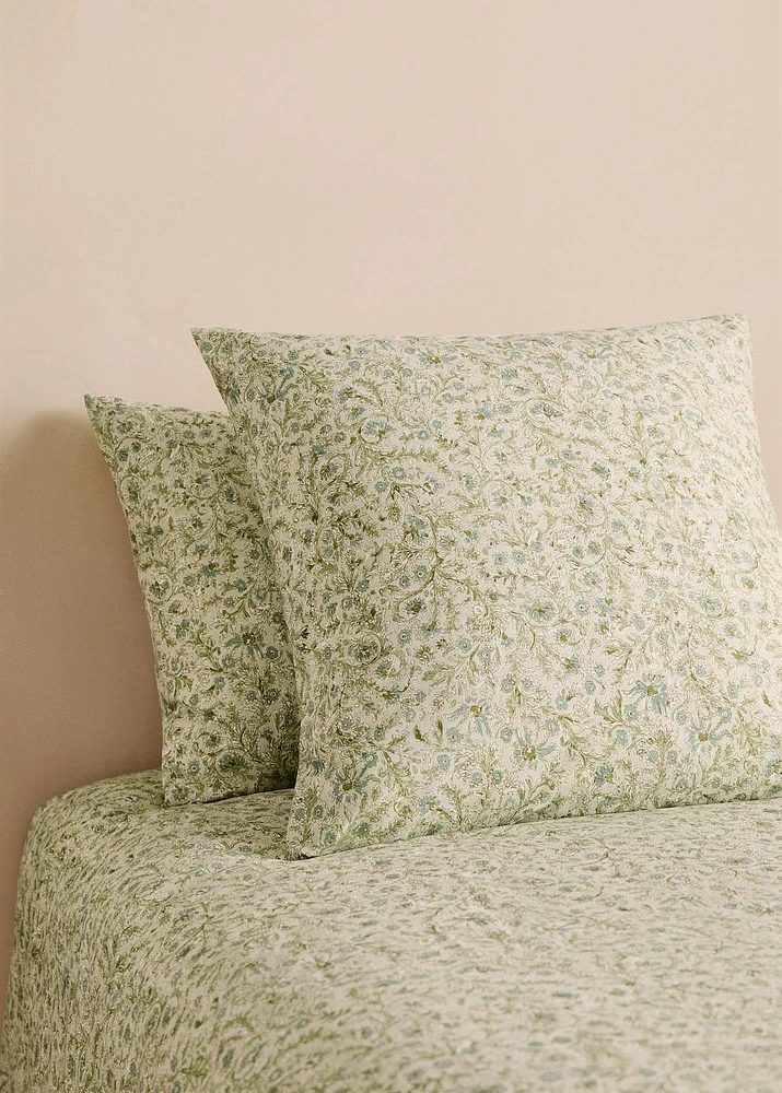 Cotton percale floral-print children's pillowcase 50x75 cm