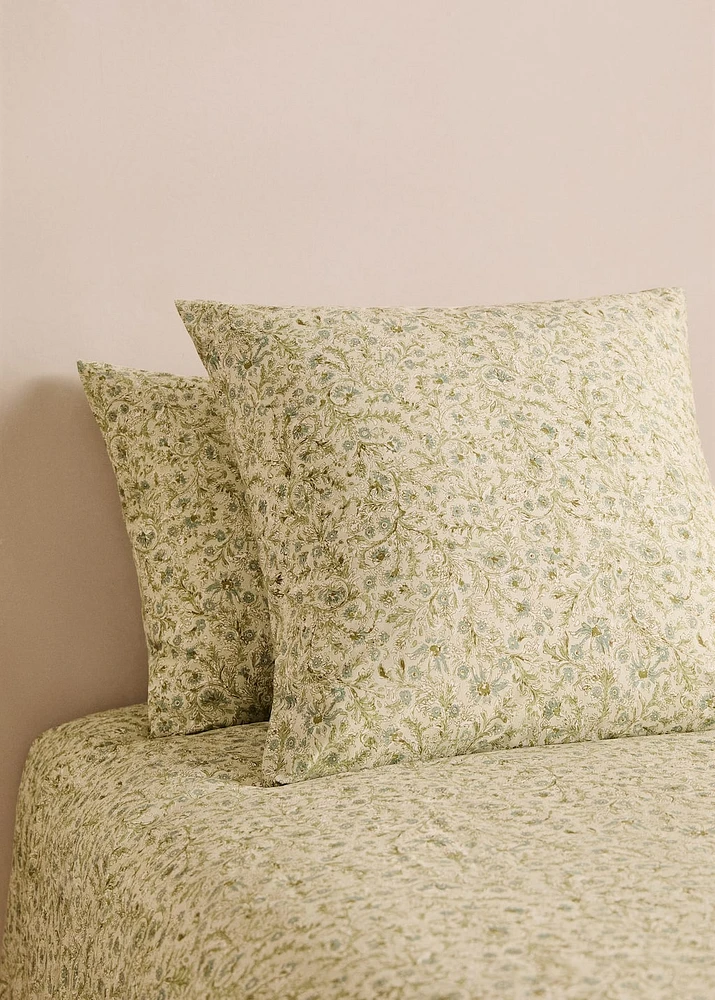 Cotton percale floral-print children's pillowcase 60x60 cm