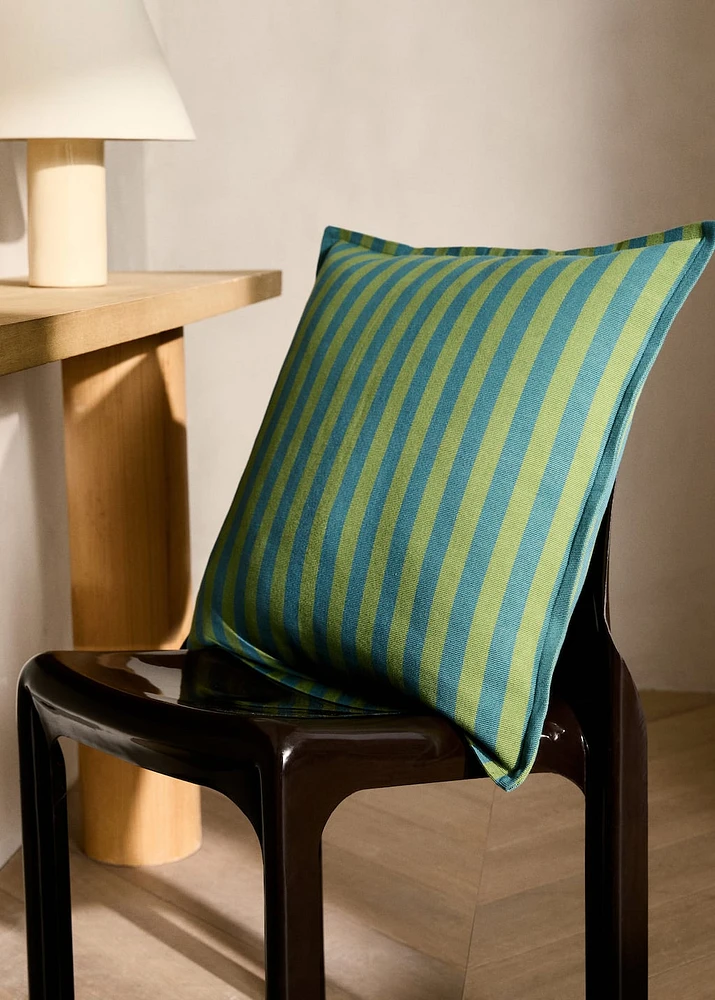 Cotton cushion cover with woven stripe 50x50cm