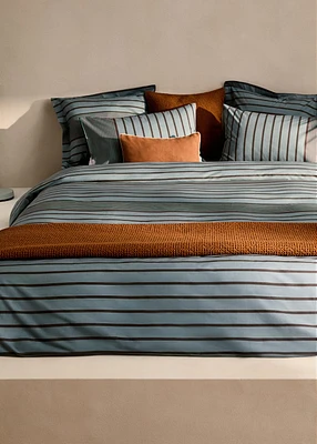 Cotton percale multi-striped duvet cover for 90 cm bed
