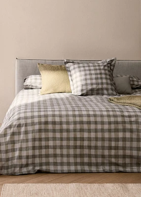 Cotton percale check duvet cover for 90 cm bed