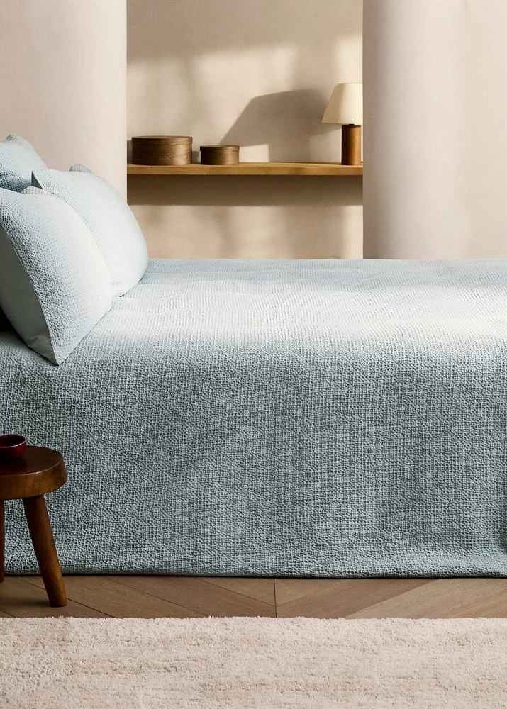 Cotton percale waffle duvet cover for / cm bed
