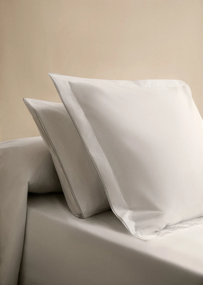 Two cotton percale pillowcases with double overlock 50x75 cm