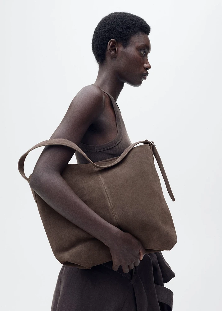 Suede shopper bag