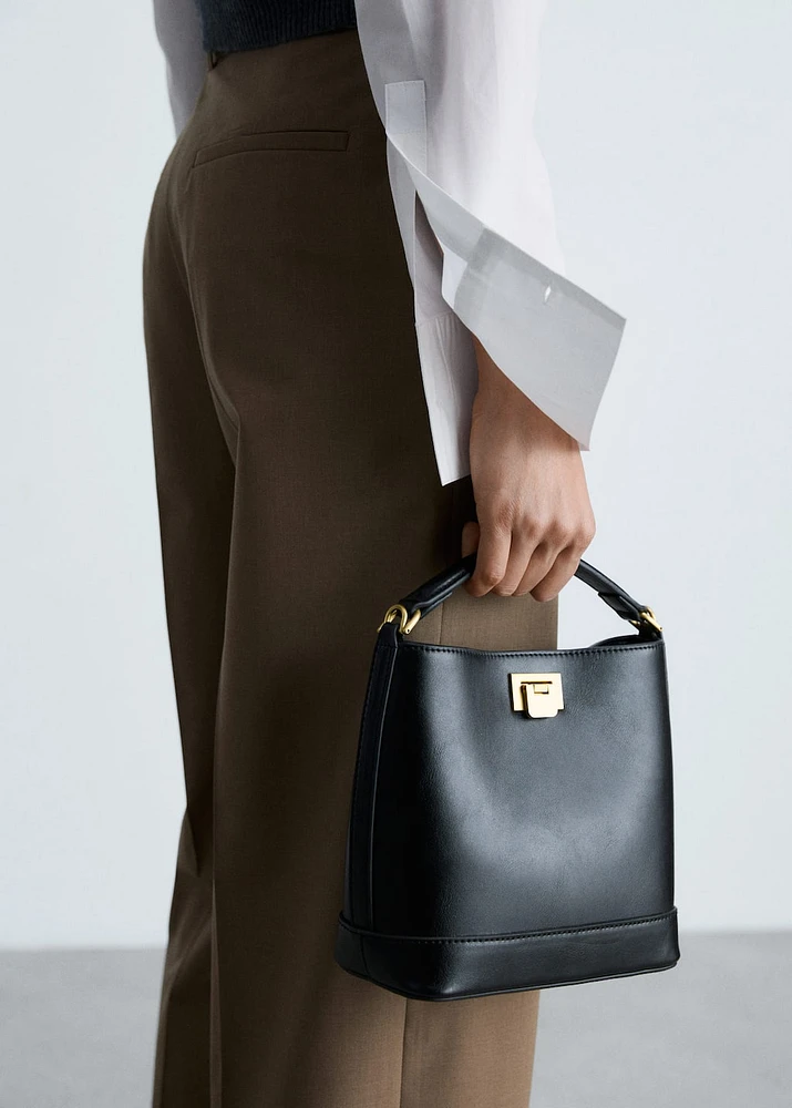 Mini shopper bag with metallic detail
