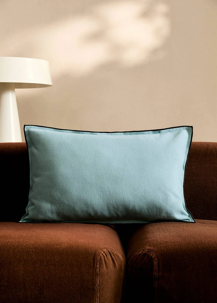 Cotton linen cushion cover with overlock flap 40x60cm