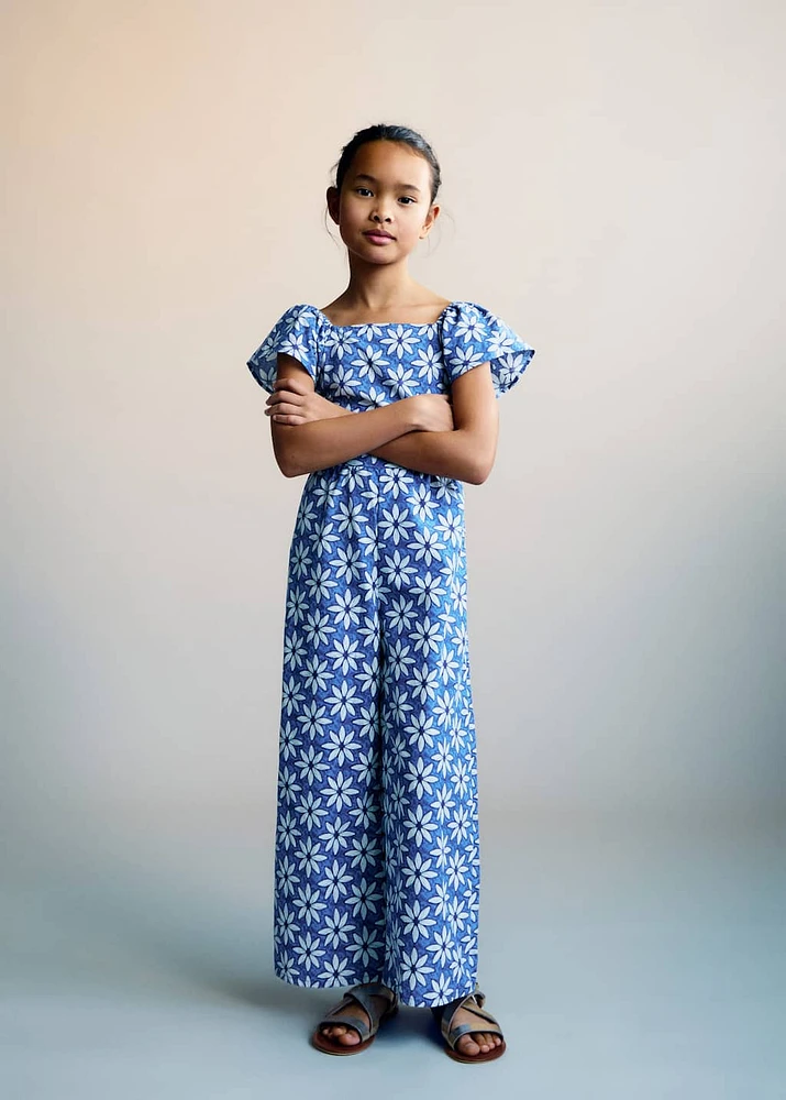 Floral jumpsuit with back opening