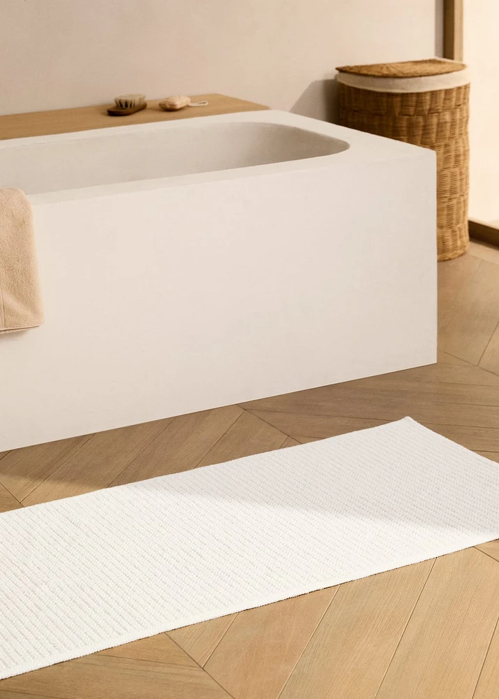 Reversible cotton woven bath mat