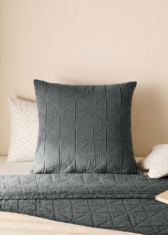 Children's cotton jacquard garment-dyed rhombus cushion cover 40x40 cm