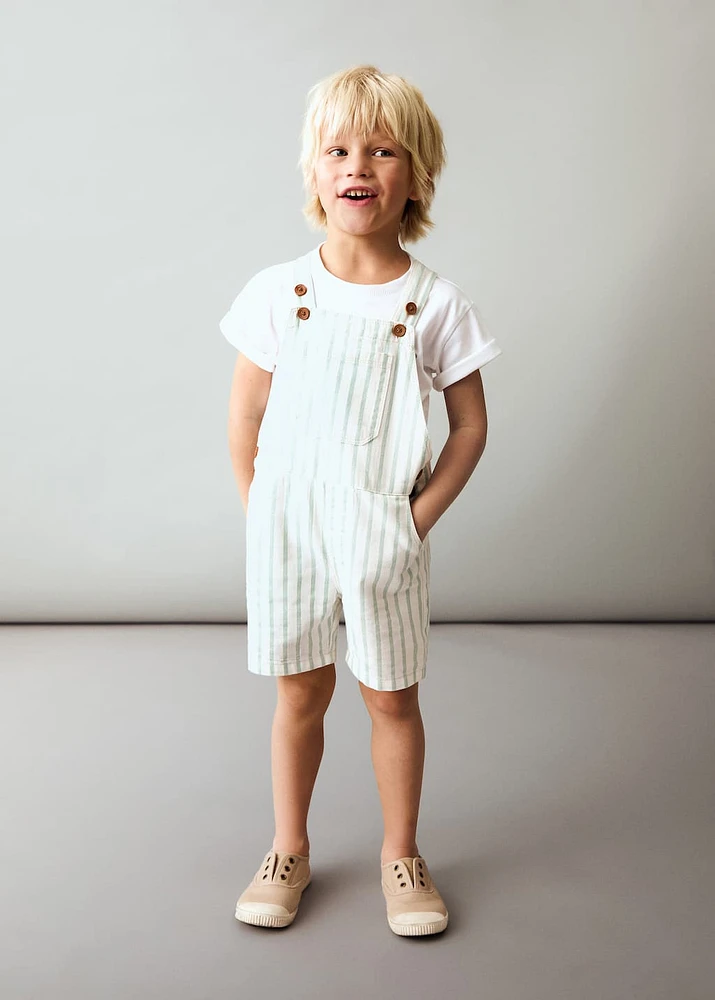 Striped denim dungarees