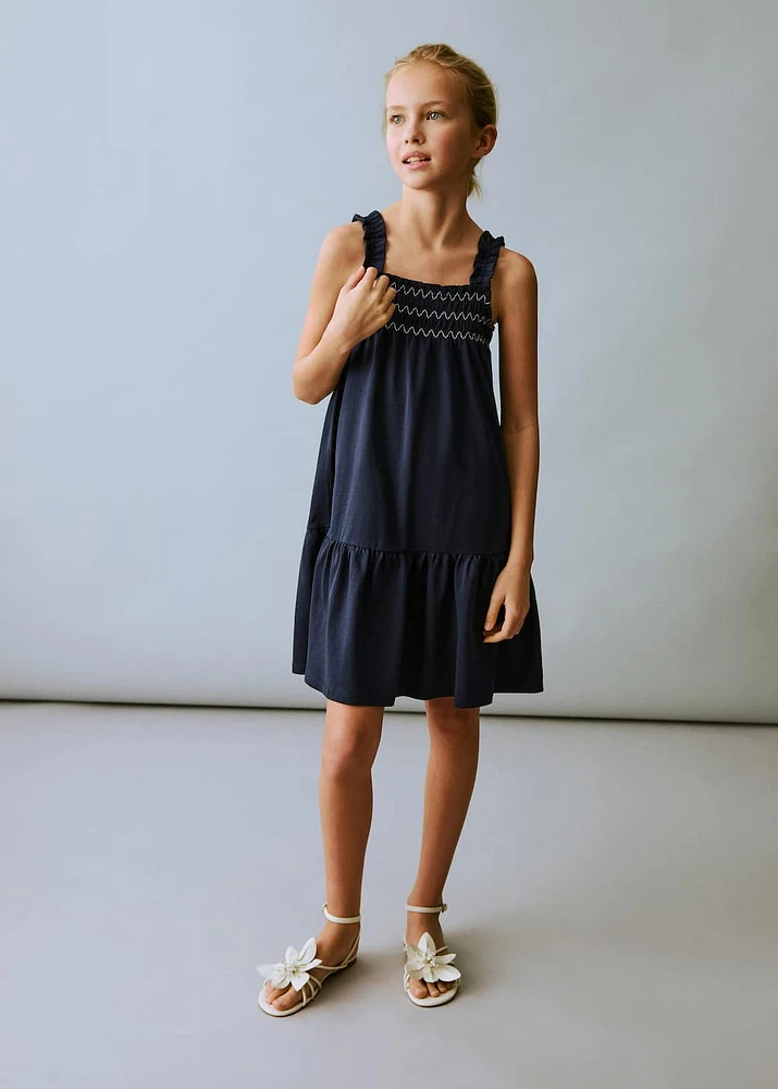 Embroidered flounce dress
