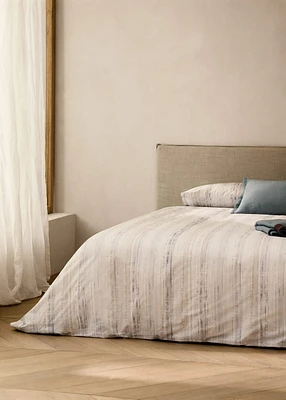 Cotton percale duvet cover with blurred print for 90 cm bed