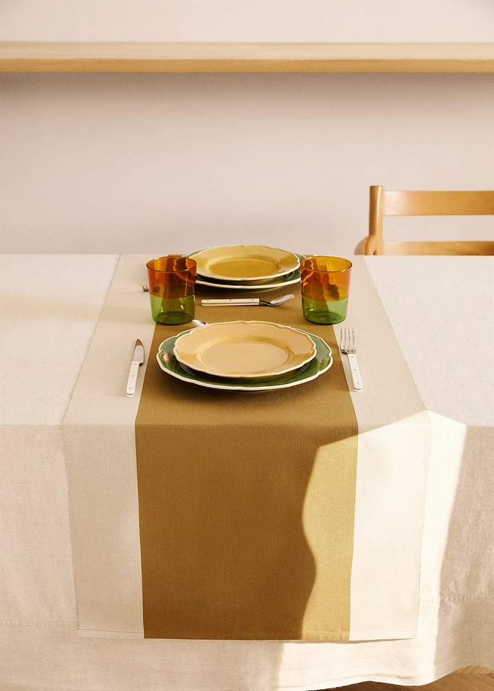 Cotton yarn-dyed striped table runner