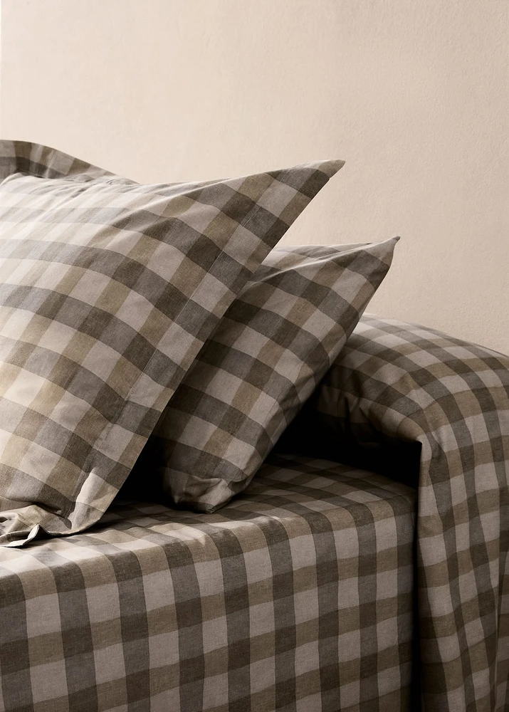 Cotton percale check pillowcase 45x110 cm