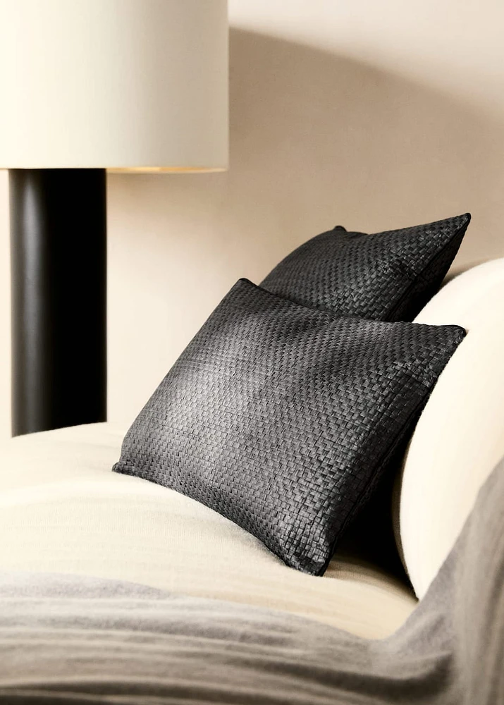 Paper braided cushion cover with trim 30x50 cm