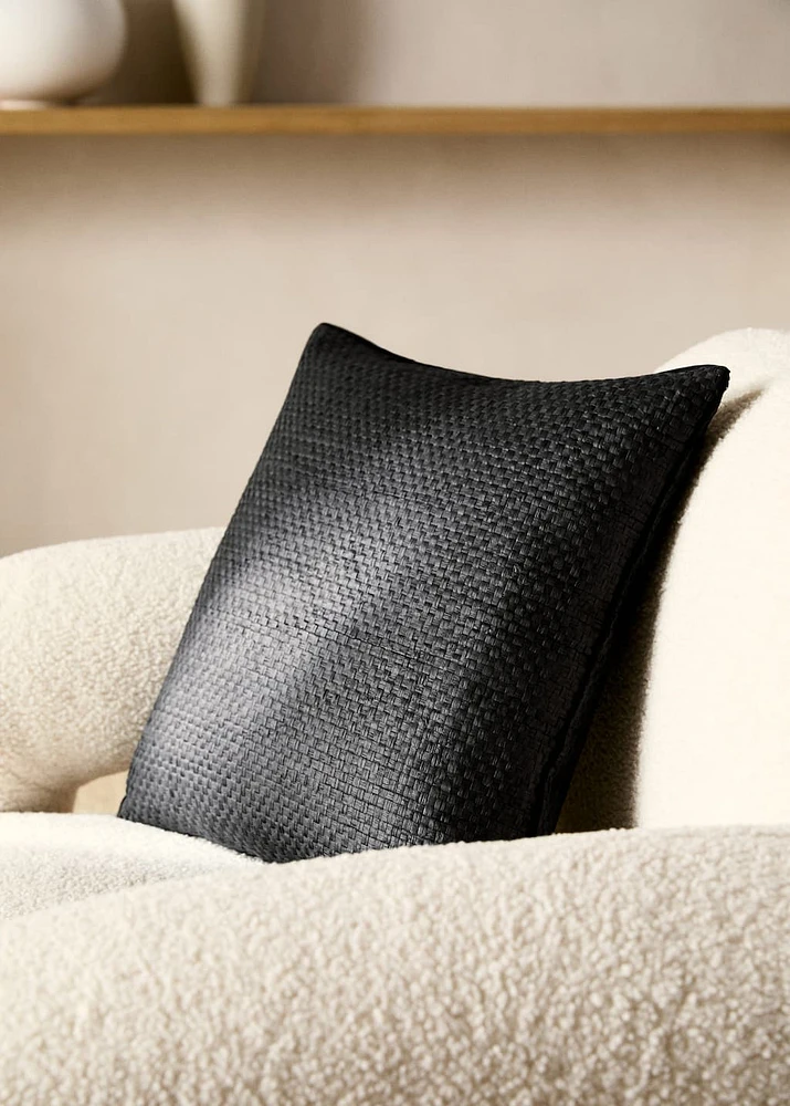 Woven paper cushion cover with piping 45x45cm