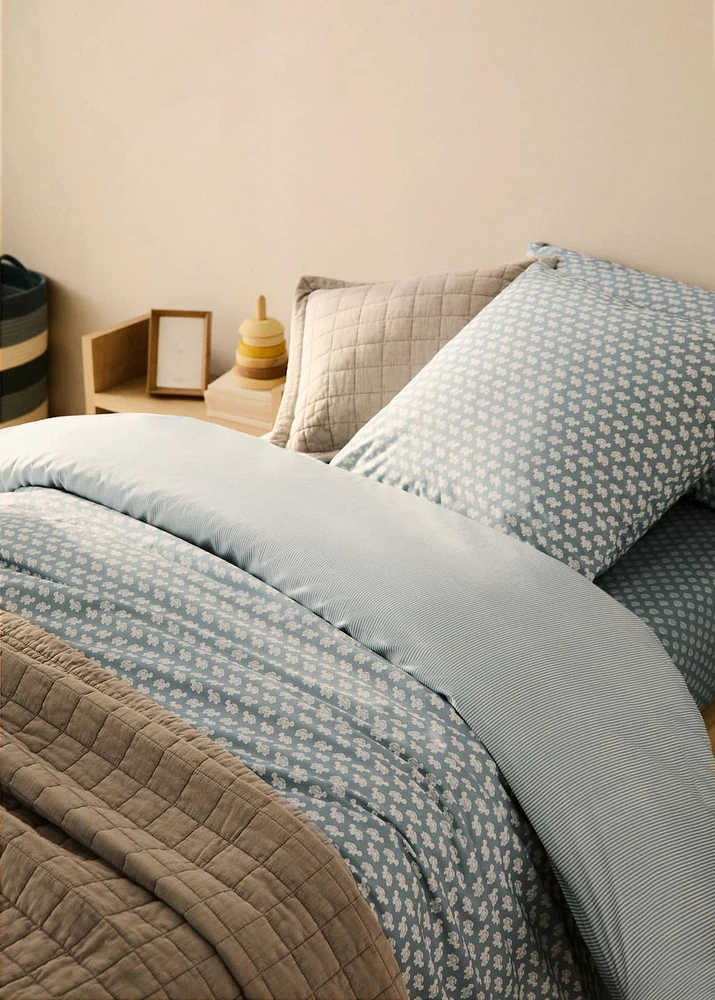 Cotton percale reversible children's duvet cover for 90cm bed