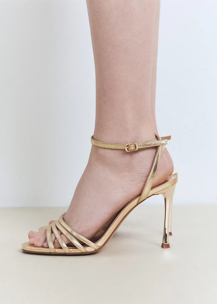 Combined-strap heeled sandals
