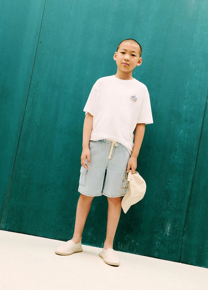 Denim cargo shorts