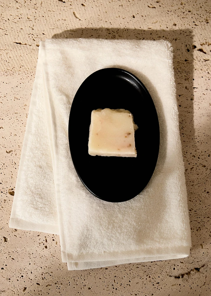 Matte-finish stoneware soap dish