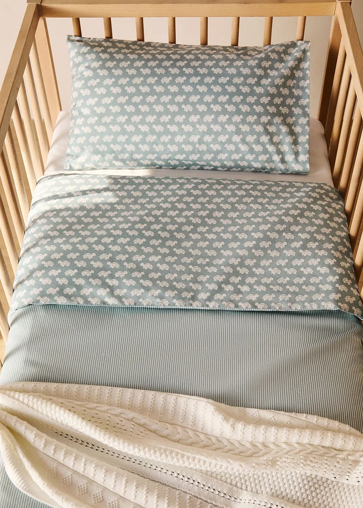 Cotton percale reversible duvet cover for crib