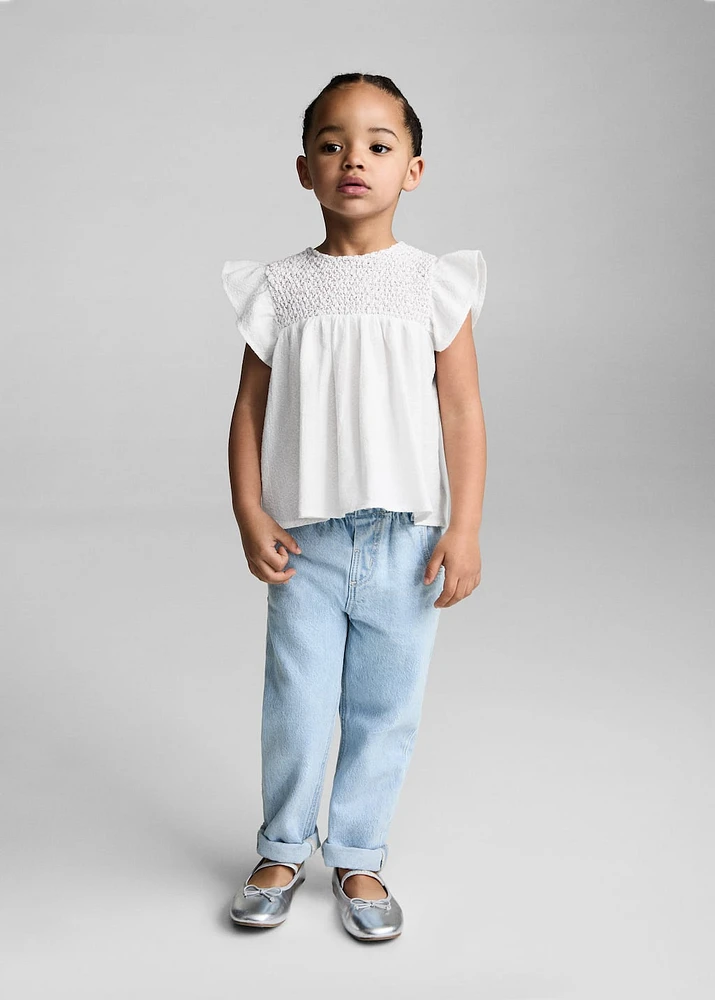 Textured ruffled blouse