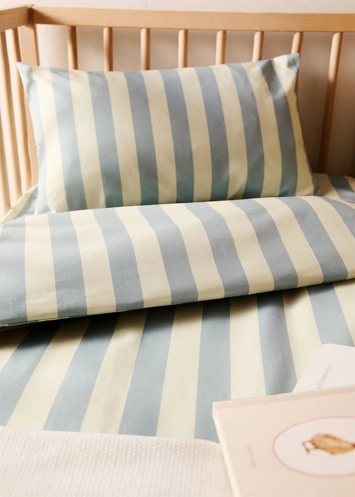 Cotton percale thick-striped duvet cover