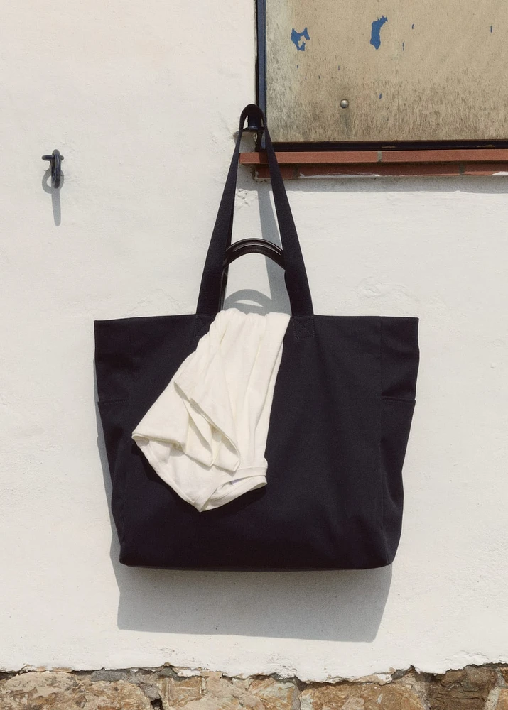 Cotton tote bag with pockets