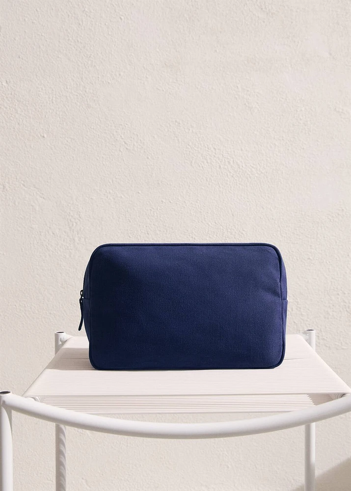 Plain cotton toiletry bag