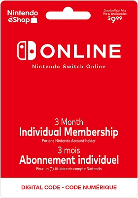 Nintendo Switch Online  3-Month Membership 