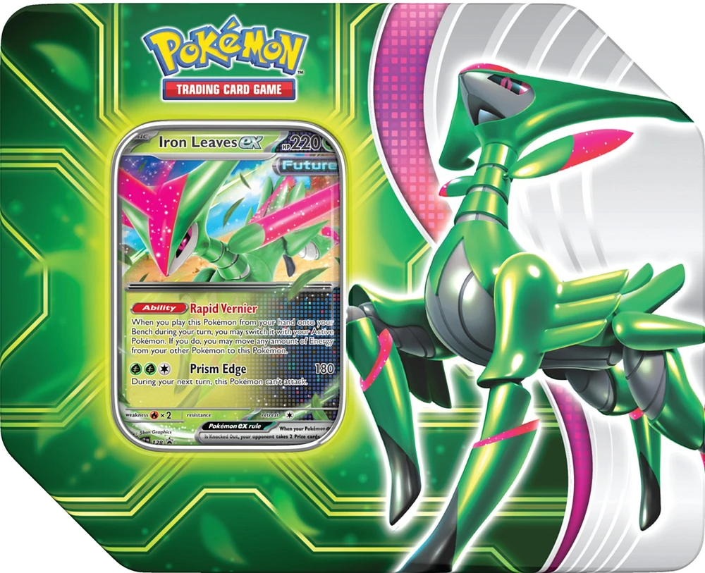 Pokémon Trading Card Game: Paradox Clash Tin Iron Leaves EX or Walking Wake EX (French) – One Variation Chosen at Random
