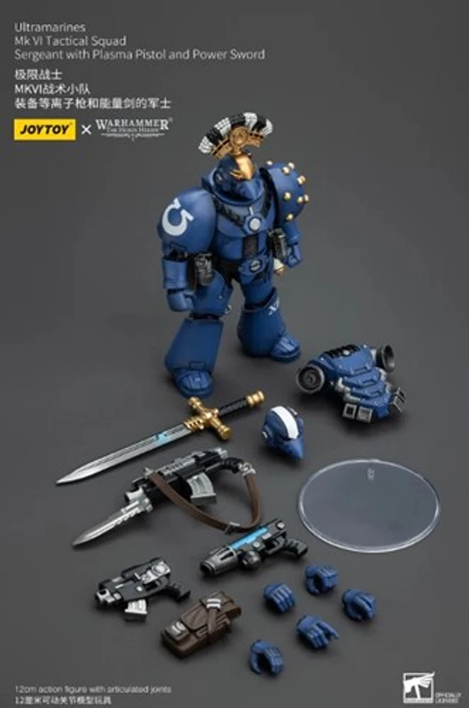 Warhammer Ultramarines MK VI Tactical Squad Sergeant with Plasma Pistol and Power Sword 