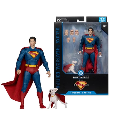 Figurine articulée 18 cm – Superman et Krypto (DC Multiverse, Édition Deluxe du Film) 