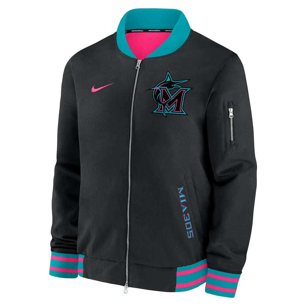 Miami Marlins Authentic Collection City Connect Men's Nike MLB Full-Zip Bomber Jacket