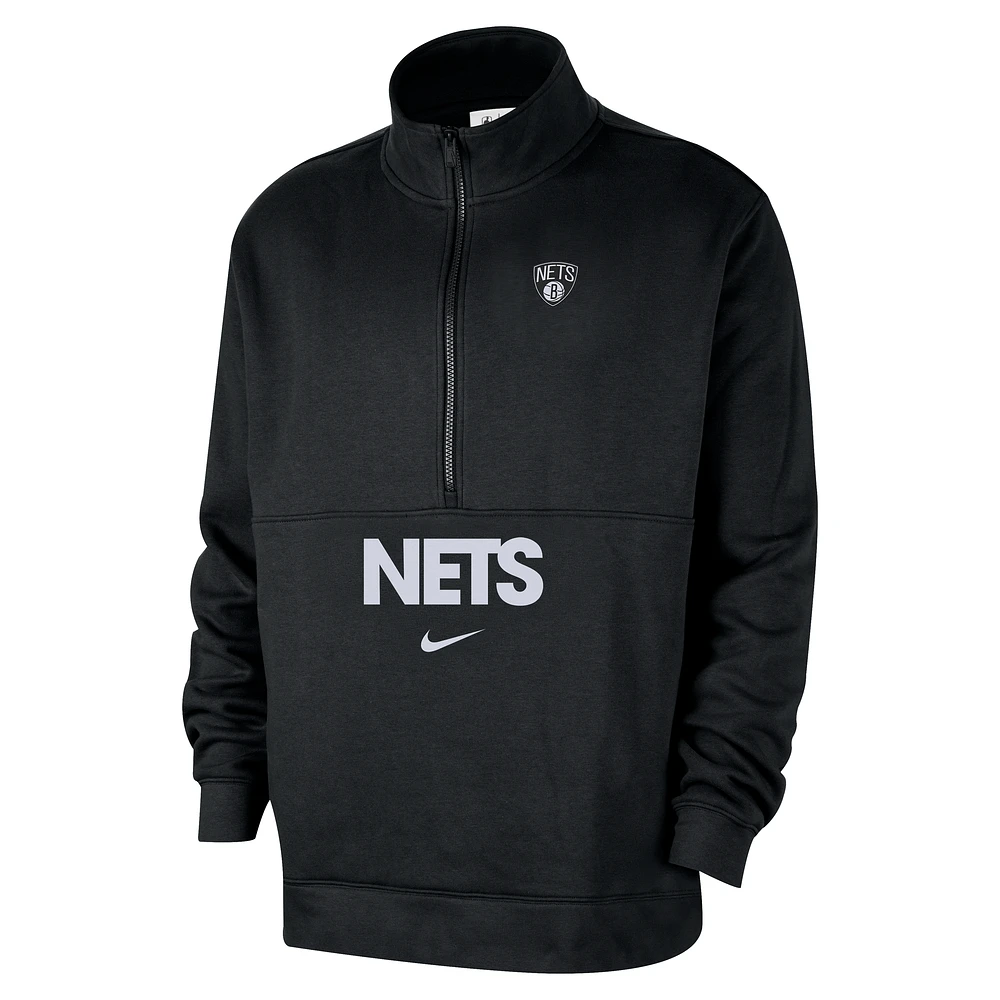 Brooklyn Nets Club Courtside Men's Nike NBA 1/2-Zip Top