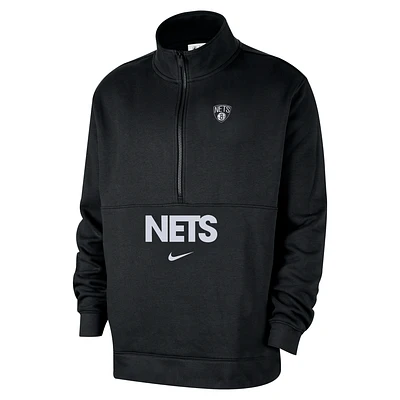 Brooklyn Nets Club Courtside Men's Nike NBA 1/2-Zip Top