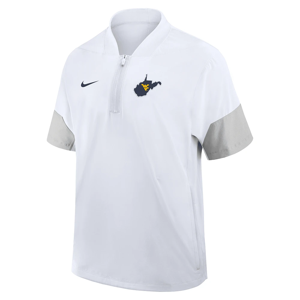 West Virginia Sideline Coach Men's Nike College 1/2-Zip Short-Sleeve Jacket