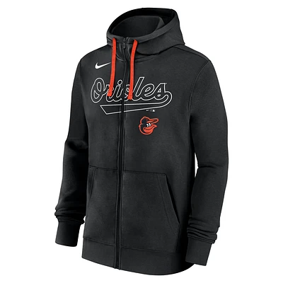 Baltimore Orioles Knockout Script Men's Nike MLB Full-Zip Hoodie